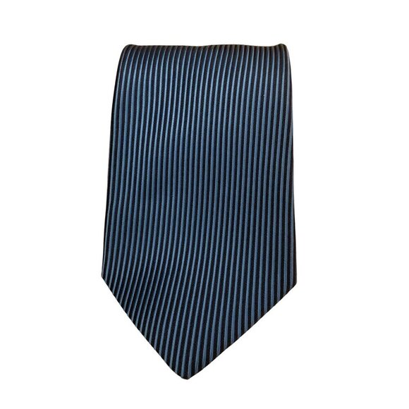 Nob Hill Collection Striped Silk Tie Made In USA Hand Fashioned Italy Blue Black - Picture 11 of 14